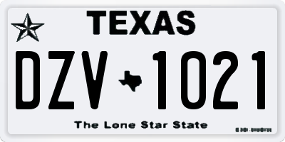 TX license plate DZV1021