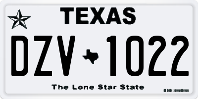 TX license plate DZV1022