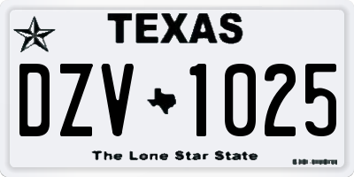 TX license plate DZV1025
