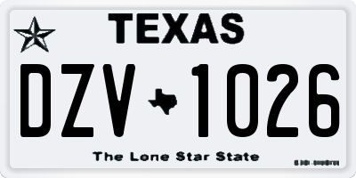 TX license plate DZV1026