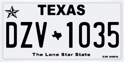 TX license plate DZV1035