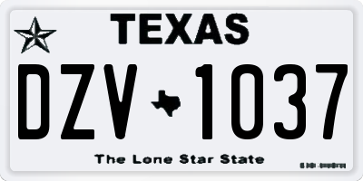 TX license plate DZV1037