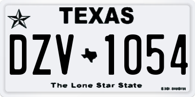 TX license plate DZV1054