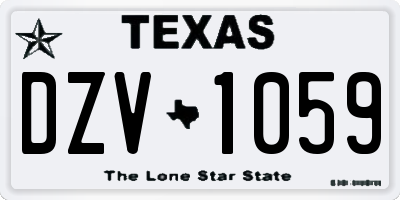 TX license plate DZV1059