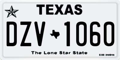 TX license plate DZV1060