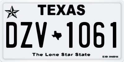 TX license plate DZV1061