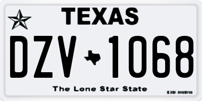 TX license plate DZV1068
