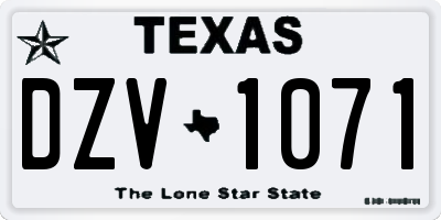 TX license plate DZV1071