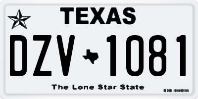 TX license plate DZV1081