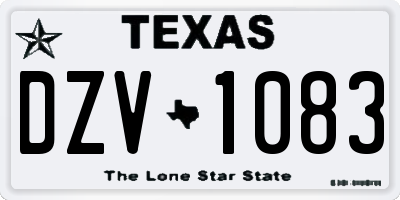 TX license plate DZV1083