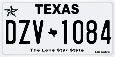 TX license plate DZV1084