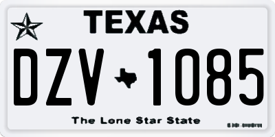 TX license plate DZV1085