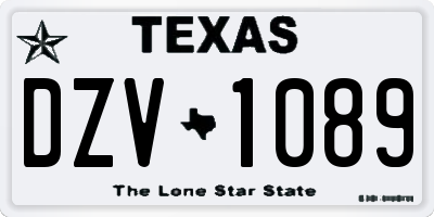 TX license plate DZV1089