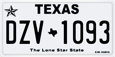 TX license plate DZV1093