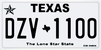 TX license plate DZV1100