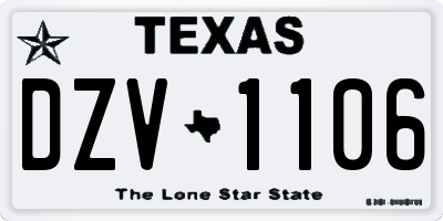 TX license plate DZV1106