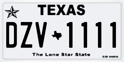 TX license plate DZV1111