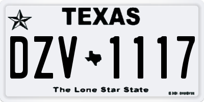 TX license plate DZV1117