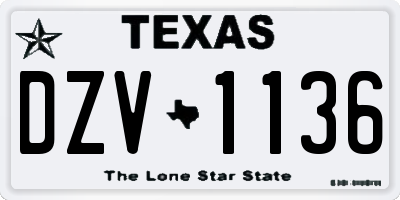 TX license plate DZV1136