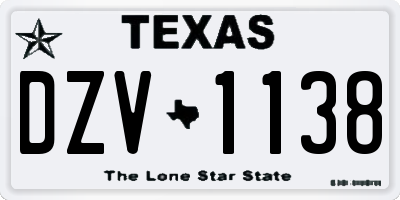 TX license plate DZV1138