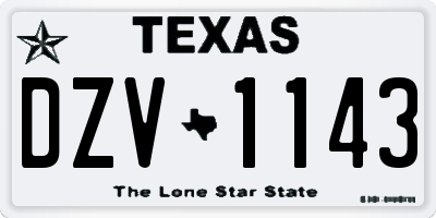 TX license plate DZV1143