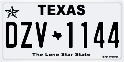 TX license plate DZV1144