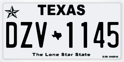 TX license plate DZV1145