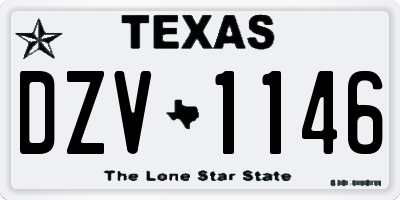 TX license plate DZV1146