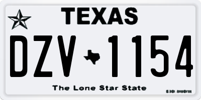 TX license plate DZV1154