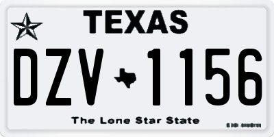 TX license plate DZV1156