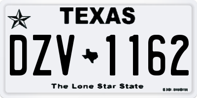 TX license plate DZV1162