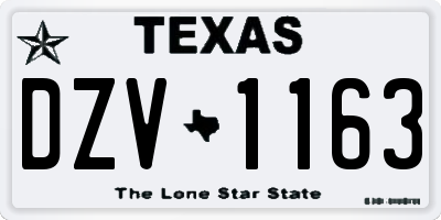 TX license plate DZV1163