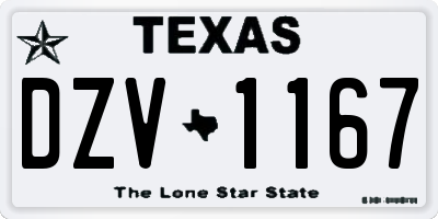 TX license plate DZV1167