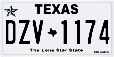 TX license plate DZV1174