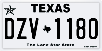 TX license plate DZV1180
