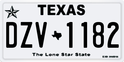 TX license plate DZV1182