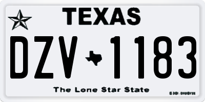 TX license plate DZV1183