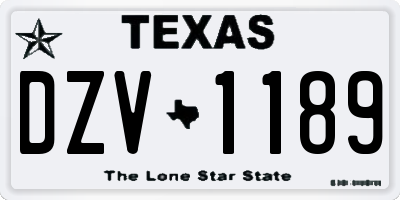 TX license plate DZV1189
