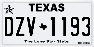 TX license plate DZV1193