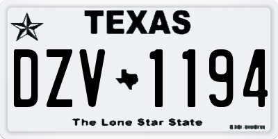 TX license plate DZV1194