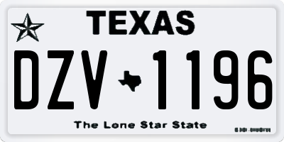 TX license plate DZV1196
