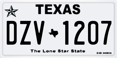 TX license plate DZV1207