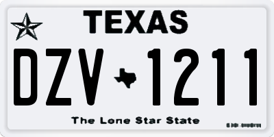 TX license plate DZV1211