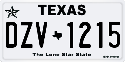 TX license plate DZV1215
