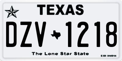 TX license plate DZV1218