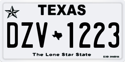 TX license plate DZV1223