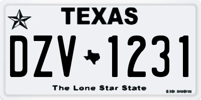TX license plate DZV1231