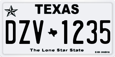 TX license plate DZV1235