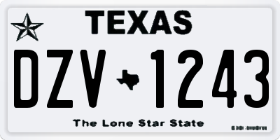 TX license plate DZV1243