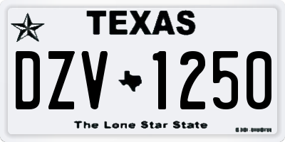 TX license plate DZV1250